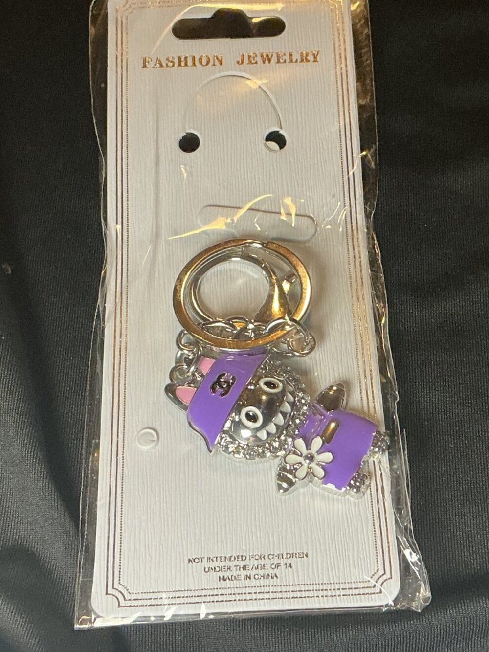 ★ Purple Uniform Mascot Keychain Gold Hardware Bag Charm New